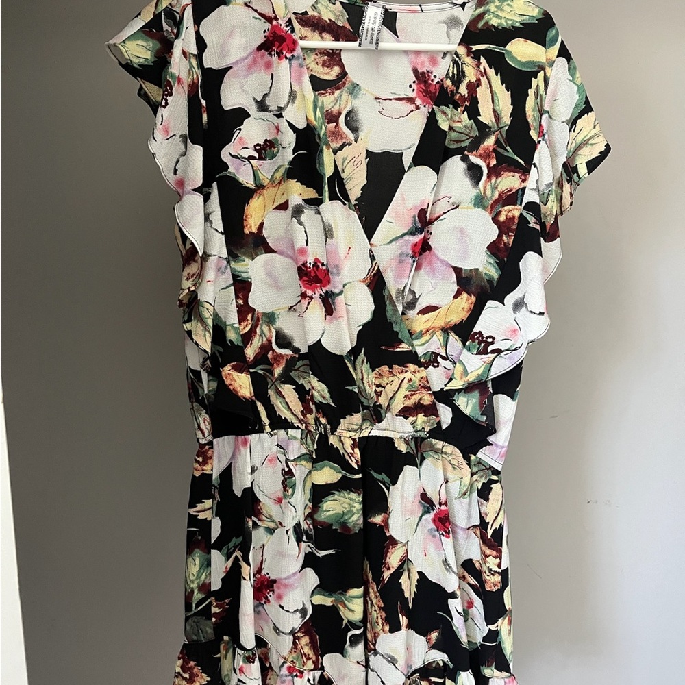 Pink and White Wrap Jumpsuit with Dolman Sleeves